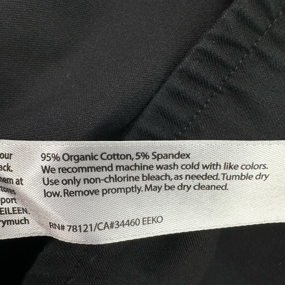 Eileen Fisher Black Pants Sz Medium Relaxed Cropped Leg Organic Cotton Side Zip - Picture 9 of 10